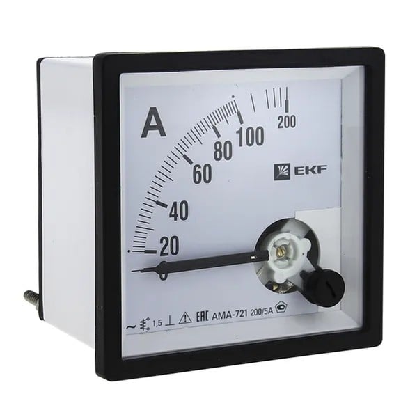 EKF Analog Ammeter 200A Square Cutout Black