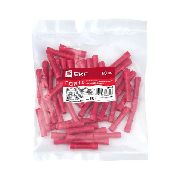 EKF PROxima Insulated Connecting Sleeve GSI 1.5 Red PVC 2