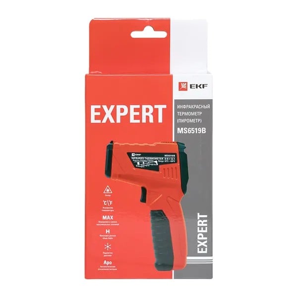 EKF Infrared Thermometer Pyrometer MS6519B - Durable Plastic & Black