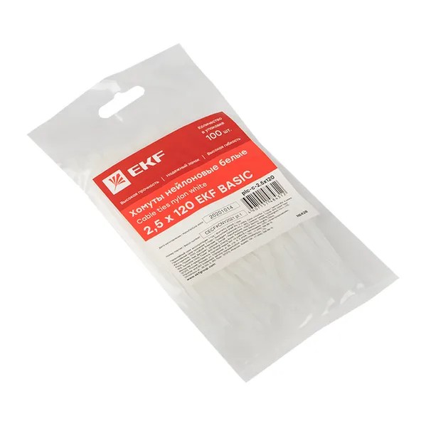 EKF Nylon Cable Tie 2.5mm x 120mm Black