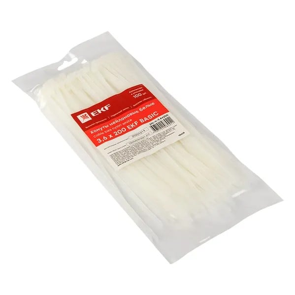 EKF Nylon Cable Tie 3.6mm x 200mm Black 1