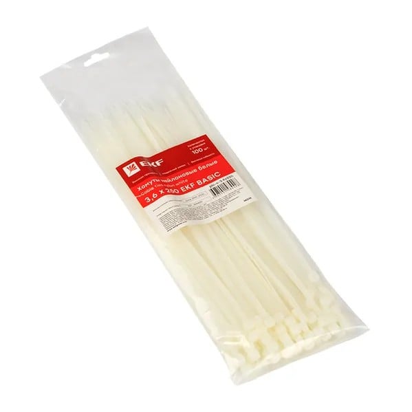 EKF Nylon Cable Tie White 3.6mm x 250mm
