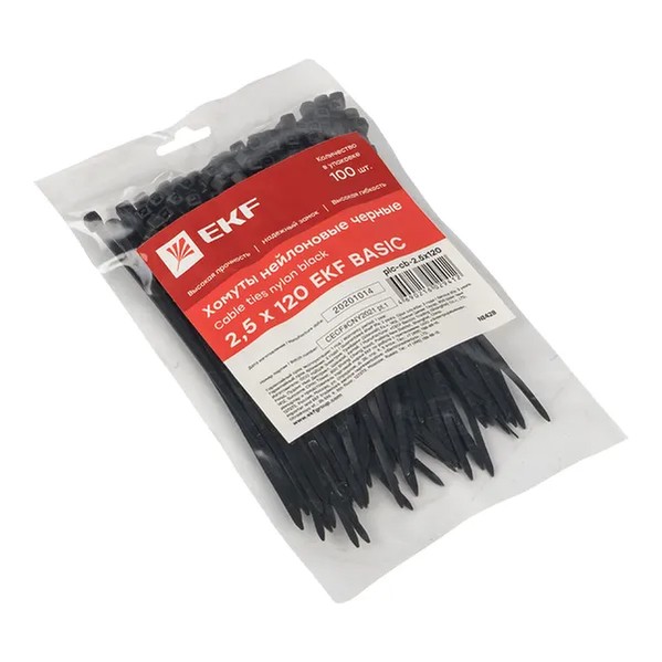 EKF Cable Tie Nylon Black 2.5mm x 120mm 1