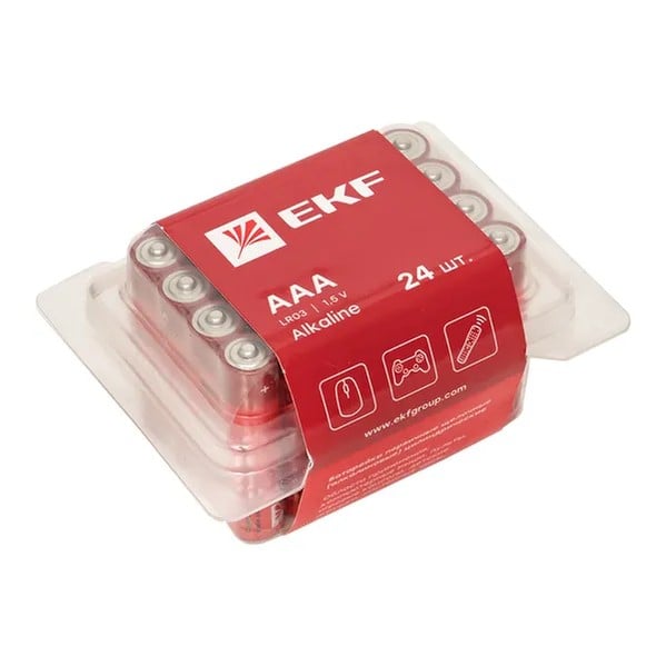 EKF Alkaline Battery AAA (LR03) Plastic Box - 24 pcs - Black 1