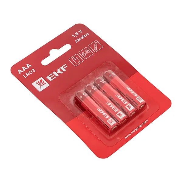 EKF Alkaline Battery AAA Type - 4 Pack (Alkaline Manganese, Black)