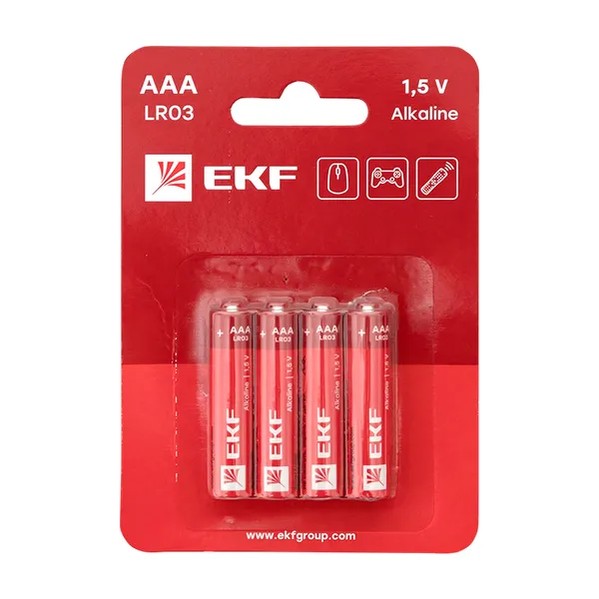 EKF Alkaline Battery AAA Type - 4 Pack (Alkaline Manganese, Black) 3