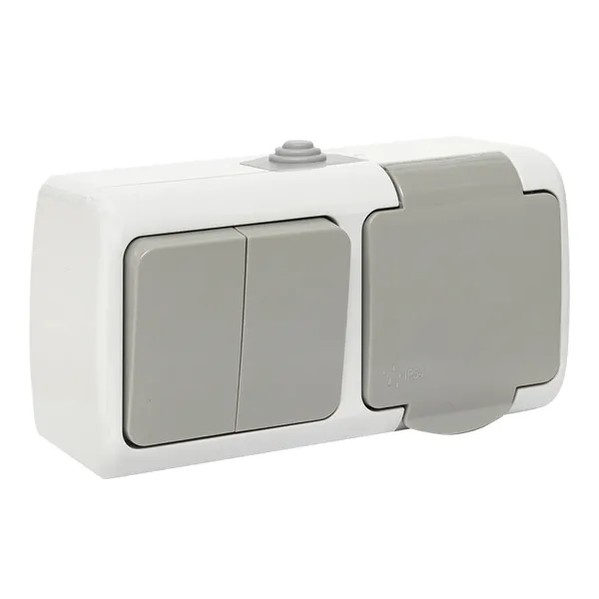EKF Murmansk Block Socket + Switch IP54 Grey 1