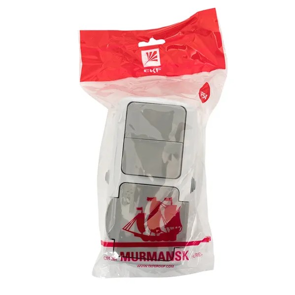 EKF Murmansk Block Socket + Switch IP54 Grey 4