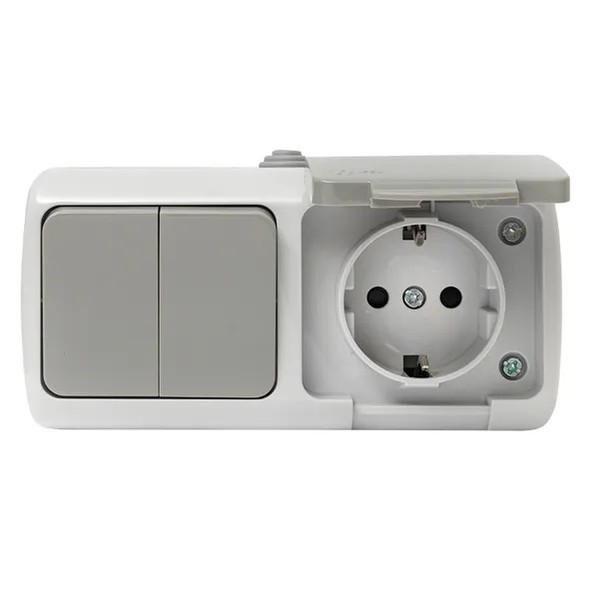 EKF Murmansk Block Socket + Switch IP54 Grey 5