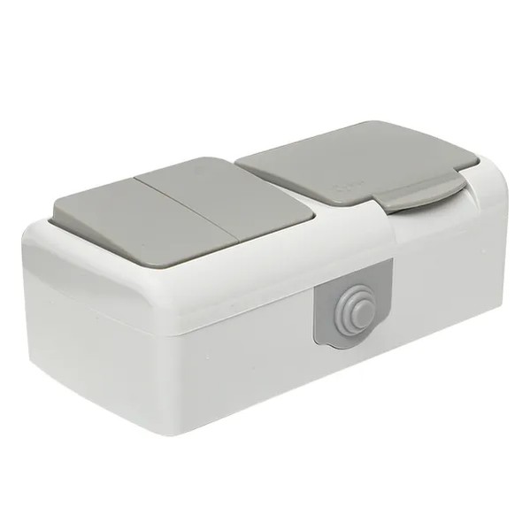 EKF Murmansk Block Socket + Switch IP54 Grey 7