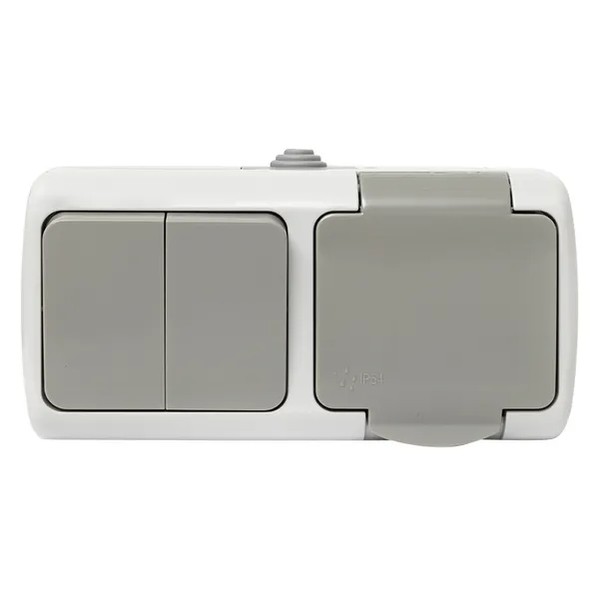 EKF Murmansk Block Socket + Switch IP54 Grey 8