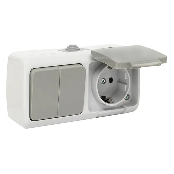 EKF Murmansk Block Socket + Switch IP54 Grey 9