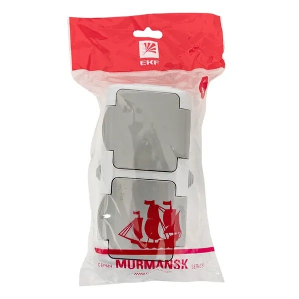 EKF Murmansk Socket 2-Gang Gray Plastic