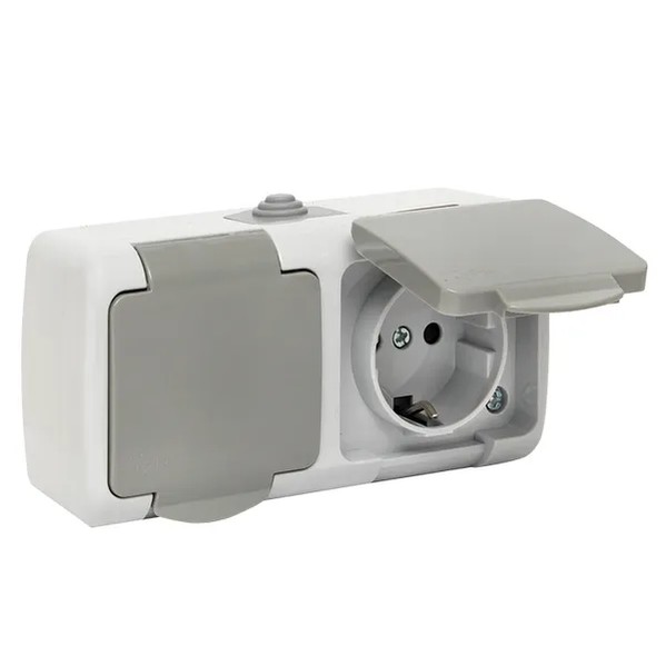 EKF Murmansk Socket 2-Gang Gray Plastic 2
