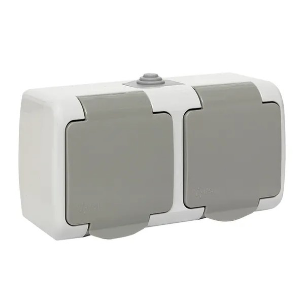EKF Murmansk Socket 2-Gang Gray Plastic 3