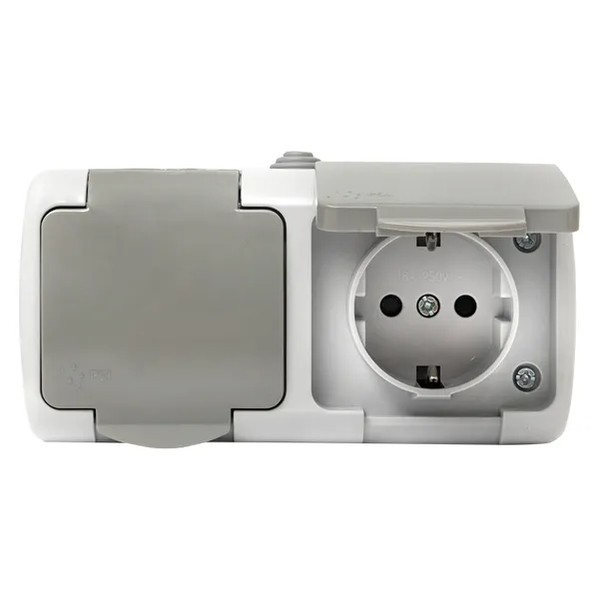 EKF Murmansk Socket 2-Gang Gray Plastic 4
