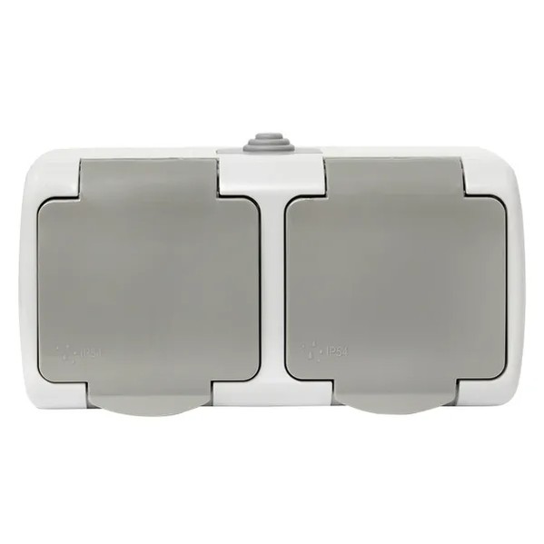 EKF Murmansk Socket 2-Gang Gray Plastic 6