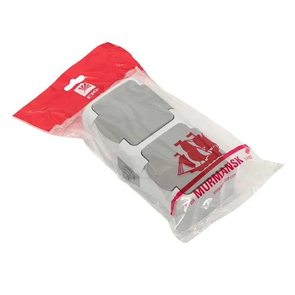 EKF Murmansk Socket 2-Gang Gray Plastic 7