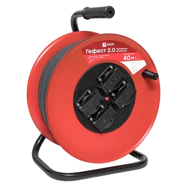 ekf Extension Cord Metal Reel 40m Rubber Black 7