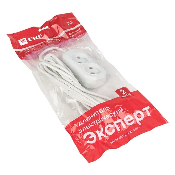 EKF Extension Cord Plastic White 3