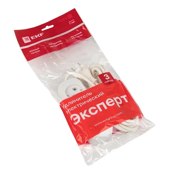 EKF Extension Cord White Thermoplastic 2
