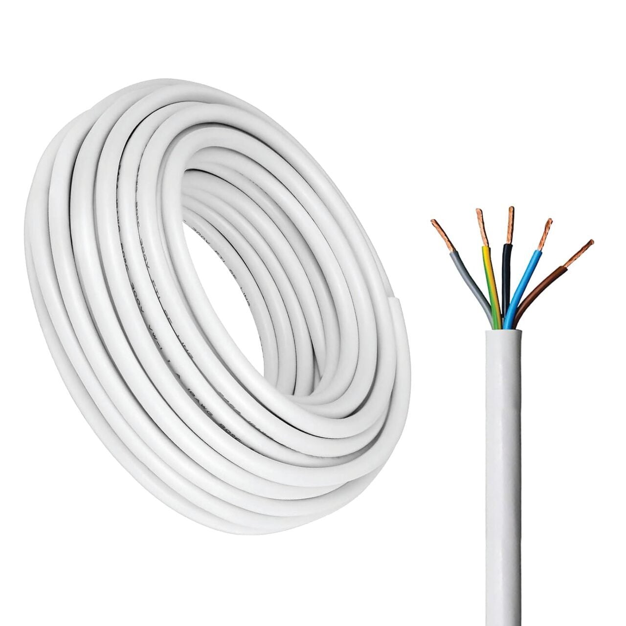 5-Core Electrical Cable Wire, White PVC Insulated, Flexible Cable for Automotive Wiring (5 CORE 5 METER, 10MM) 2