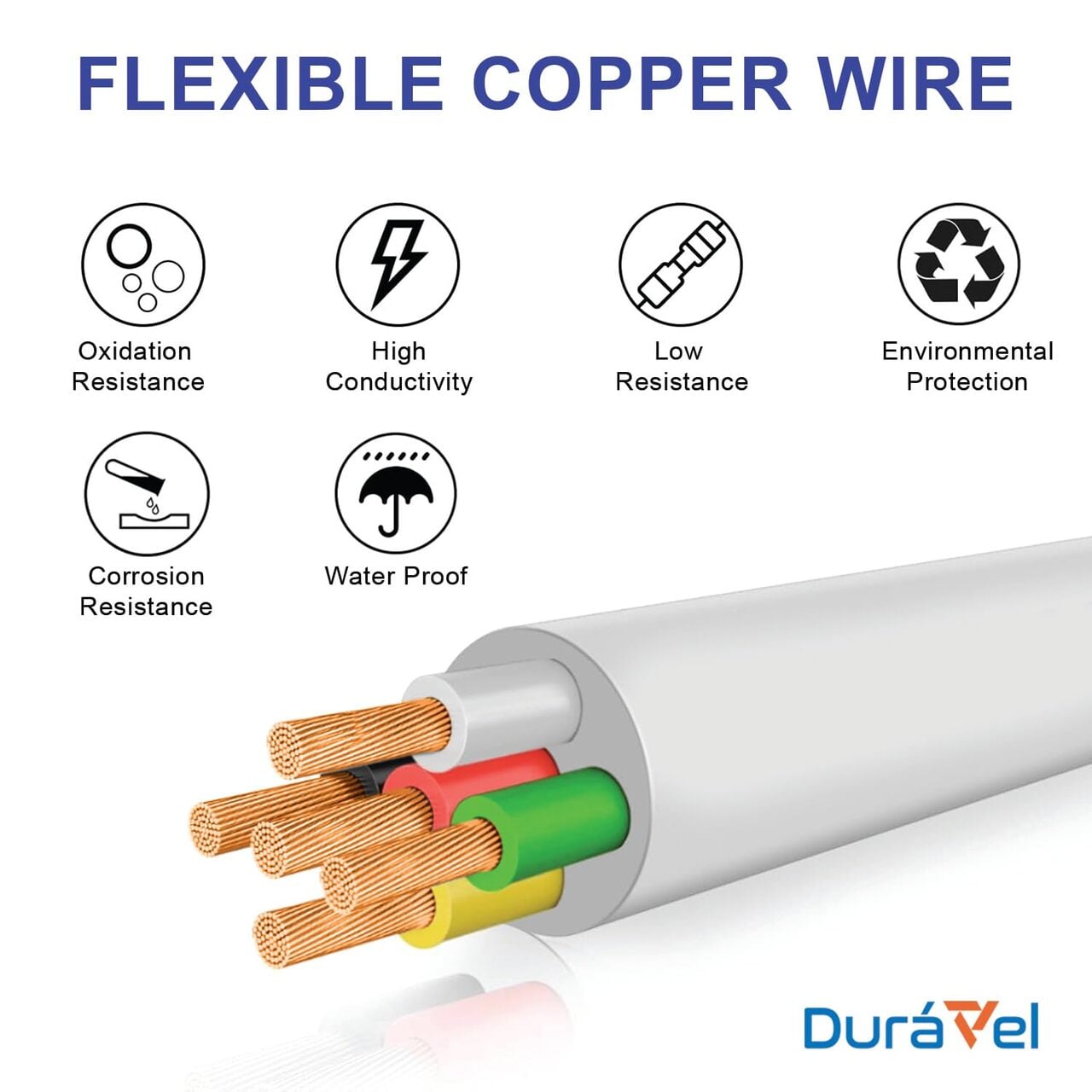 5-Core Electrical Cable Wire, White PVC Insulated, Flexible Cable for Automotive Wiring (5 CORE 5 METER, 10MM) 1