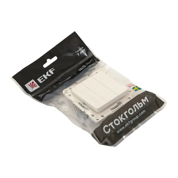 EKF Switch 3-Gang Polycarbonate White