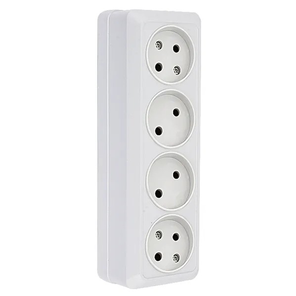 EKF Rim Socket 4-gang 10A Plastic White