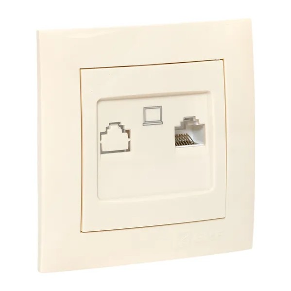 EKF Valencia RJ45 Socket - Cream - Polycarbonate