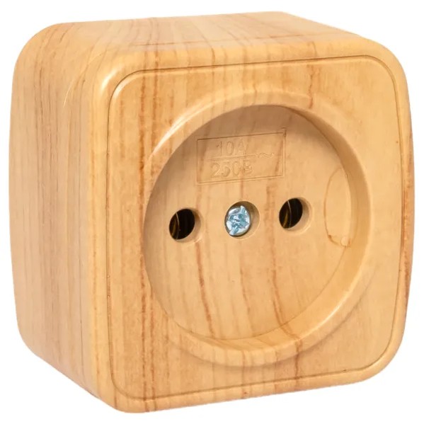 EKF Socket 1-gang Light Wood Thermoplastic
