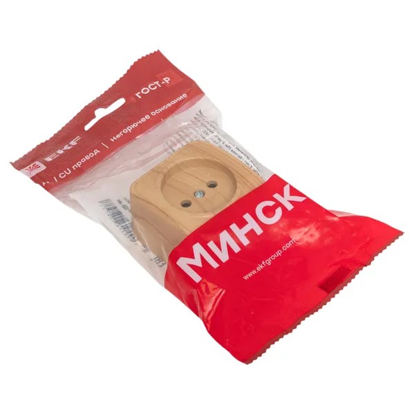 EKF Socket 1-gang Light Wood Thermoplastic 2