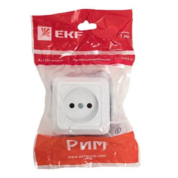 EKF Socket 1-gang 10A Plastic White 5
