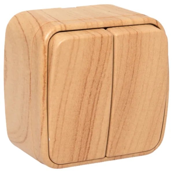 EKF Switch 2-Button Light Wood Plastic 3