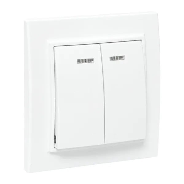 EKF Minsk Switch 2-Key Plastic White 3