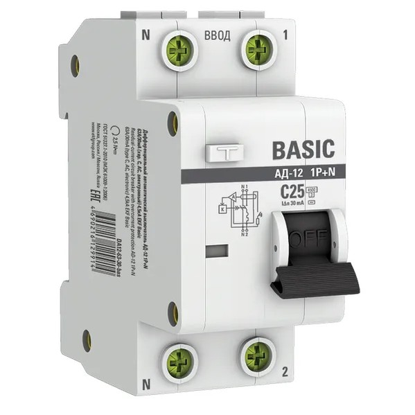 EKF Residual Current Circuit Breaker Basic 25A - White 1