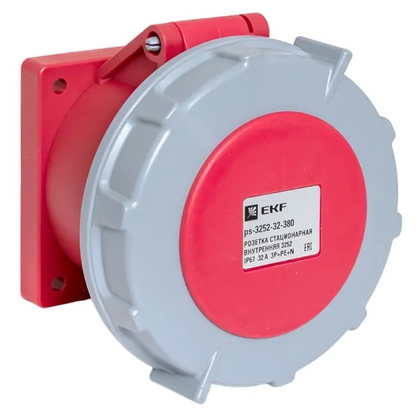 EKF Stationary Indoor Socket 32A Plastic Red 6