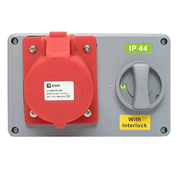 EKF Socket with Locking and Switch - Plastic - Red 2