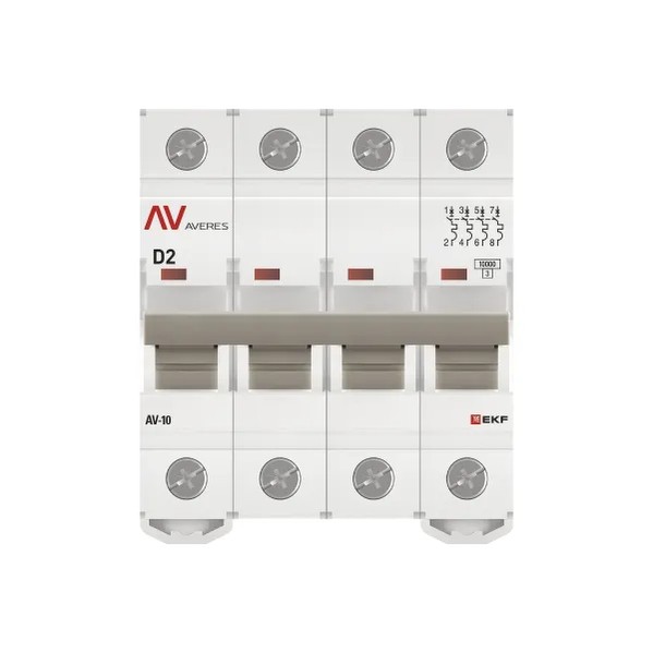 EKF Automatic Circuit Breaker AV-10 4P 2A (D) 10kA - Black