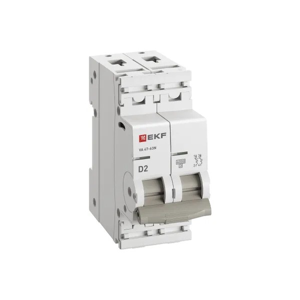 EKF Automatic Circuit Breaker 2P 2A (D) 6kA - Plastic & Black