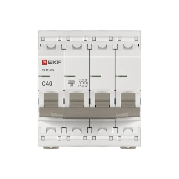 EKF Automatic Circuit Breaker 4P 40A (C) 6kA - Plastic & Black